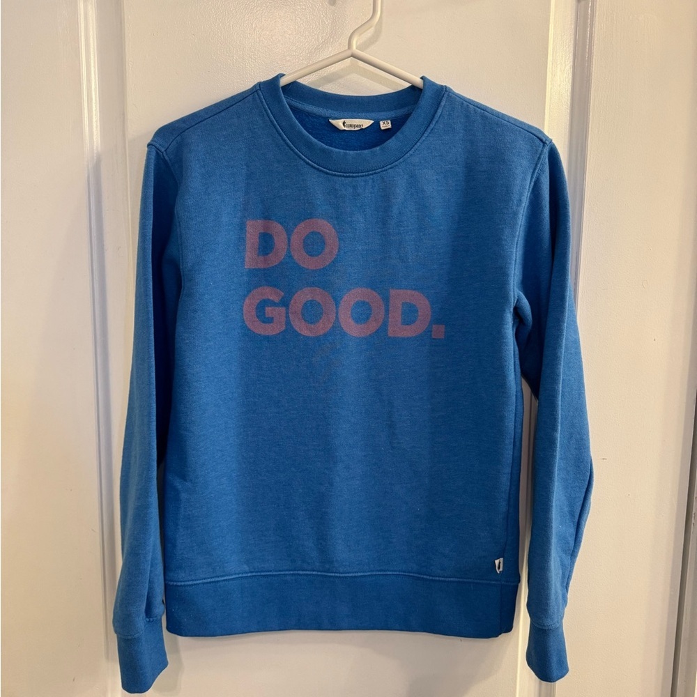 Cotopaxi Do Good Crew Sweatshirt Heathered Blue Pink XS